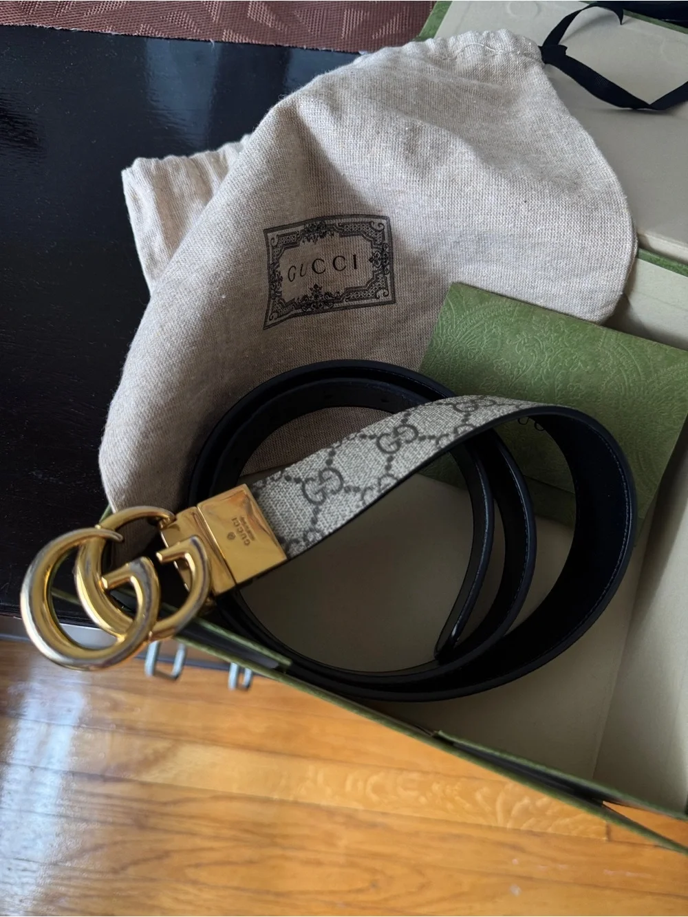 Gucci Supreme Belt Reversible GG Monogram / Ebony
